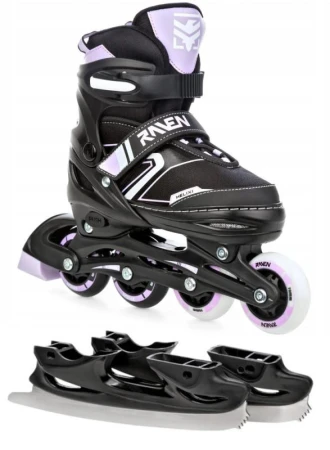 Raven Helixi Black/Violet dětské kolečkové brusle 2v1 - svítící kola LED