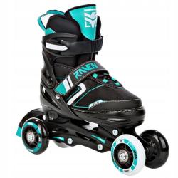 Raven Helixi LED black/mint detské kolieskové korčule 4v1 - svietiace koleso IBA EU 30-33, pánske (hokejové) (VÝPREDAJ)