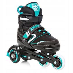 Raven Helixi LED black/mint detské kolieskové korčule 4v1 - svietiace koleso IBA EU 30-33, pánske (hokejové) (VÝPREDAJ)