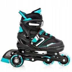Raven Helixi LED black/mint detské kolieskové korčule 4v1 - svietiace koleso IBA EU 30-33, pánske (hokejové) (VÝPREDAJ)