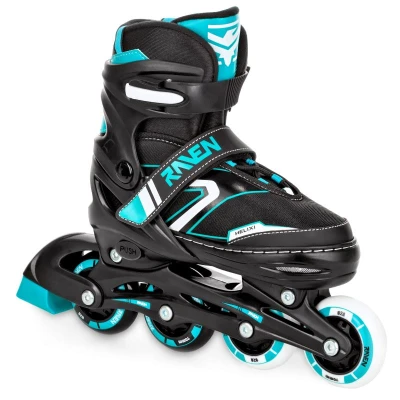 Raven Helixi LED black/mint detské kolieskové korčule 4v1 - svietiace koleso