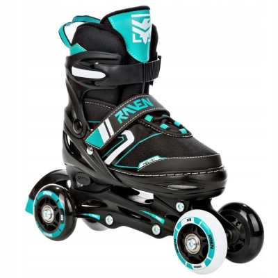 Raven Helixi LED black/mint detské kolieskové korčule 4v1 - svietiace koleso