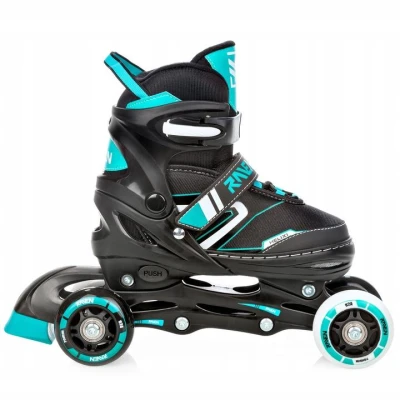 Raven Helixi LED black/mint detské kolieskové korčule 4v1 - svietiace koleso