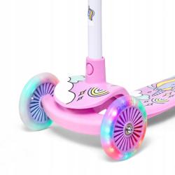 Raven Laviana Unicorn s LED koly lila/pink dětská tříkolová koloběžka