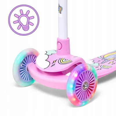 Raven Laviana Unicorn s LED koly lila/pink dětská tříkolová koloběžka