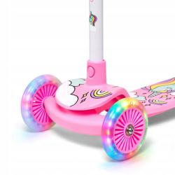 Raven Laviana Unicorn s LED koly white/pink dětská tříkolová koloběžka