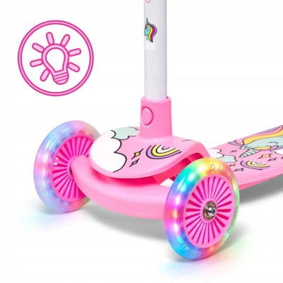Raven Laviana Unicorn s LED koly white/pink dětská tříkolová koloběžka