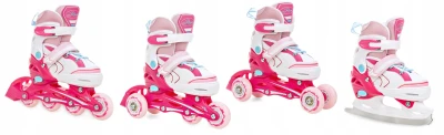 Raven Lia PINK dětské brusle 4v1 s led kolečkem