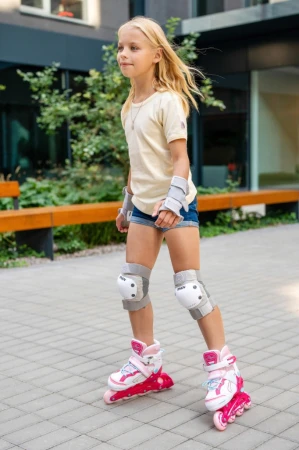 Raven Lia PINK dětské brusle 4v1 s led kolečkem