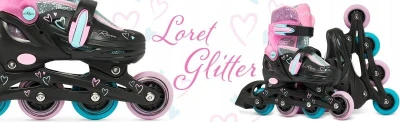Raven Loret Glitter Black/Mint/Pink dětské kolečkové brusle - LED kolečka POUZE EU 34-37 (VÝPRODEJ)
