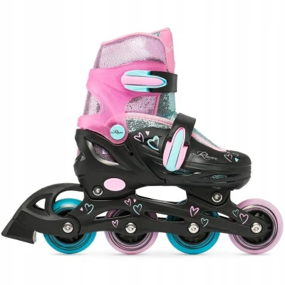 Raven Loret Glitter Black/Mint/Pink dětské brusle 3v1 - LED kolečka