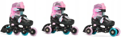 Raven Loret Glitter Black/Mint/Pink dětské brusle 3v1 - LED kolečka