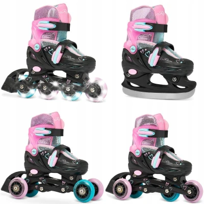 Raven Loret Glitter Black/Mint/Pink dětské brusle 4v1 - LED kolečka Raven Loret Glitter Black/Mint/Pink dětské brusle 4v1 - LED kolečka