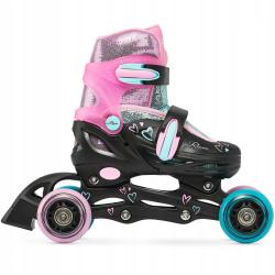 Raven Loret Glitter Black/Mint/Pink dětské brusle 4v1 - LED kolečka