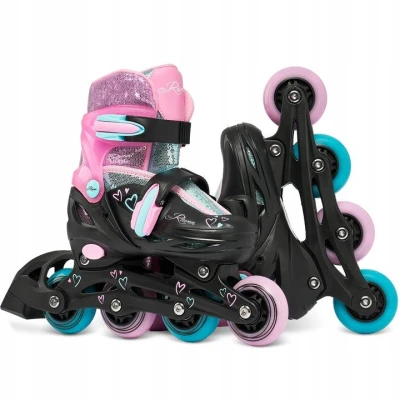 Raven Loret Glitter Black/Mint/Pink dětské kolečkové brusle - LED kolečka