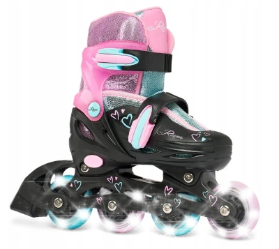 Raven Loret Glitter Black/Mint/Pink dětské brusle 2v1 - LED kolečka