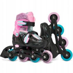 Raven Loret Glitter Black/Mint/Pink dětské brusle 2v1 - LED kolečka