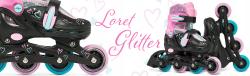 Raven Loret Glitter Black/Mint/Pink dětské brusle 2v1 - LED kolečka
