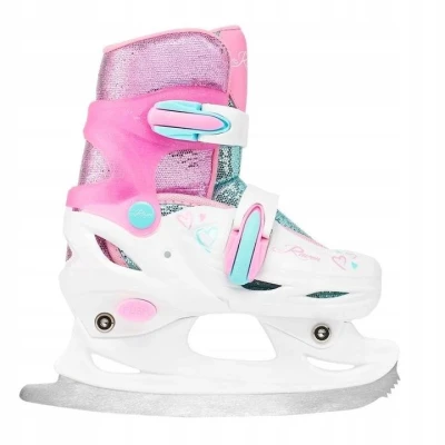 Raven Loret Glitter White/Mint/Pink 2v1 dětské brusle - LED kolečka POUZE EU 30-33, dámský (se zoubky) (VÝPRODEJ)