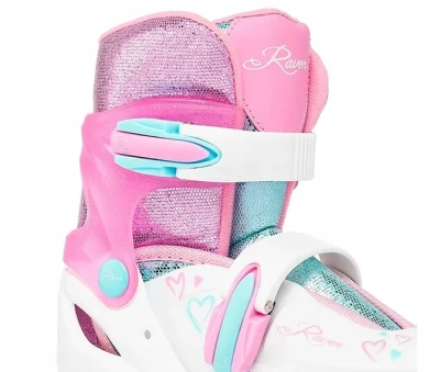 Raven Loret Glitter White/Mint/Pink 2v1 dětské brusle - LED kolečka POUZE EU 30-33, dámský (se zoubky) (VÝPRODEJ)