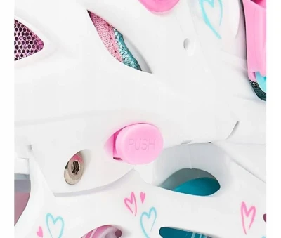 Raven Loret Glitter White/Mint/Pink 2v1 dětské brusle - LED kolečka POUZE EU 30-33, dámský (se zoubky) (VÝPRODEJ)