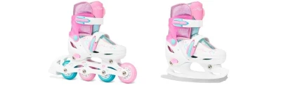 Raven Loret Glitter White/Mint/Pink 2v1 dětské brusle - LED kolečka POUZE EU 30-33, dámský (se zoubky) (VÝPRODEJ)