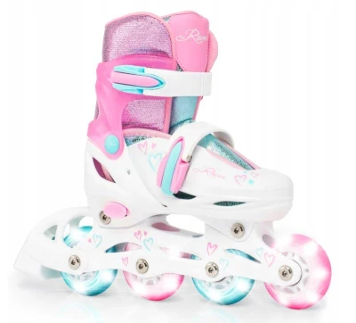 Raven Loret Glitter White/Mint/Pink 3v1 dětské brusle - Led kolečka