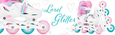 Raven Loret Glitter White/Mint/Pink 3v1 dětské brusle - Led kolečka