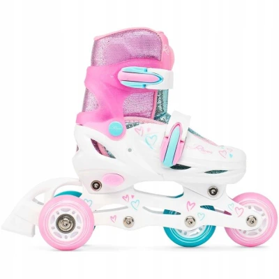 Raven Loret Glitter White/Mint/Pink 4v1 dětské brusle - Led kolečka