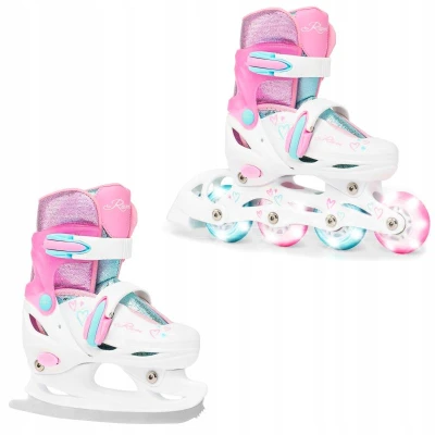 Raven Loret Glitter White/Mint/Pink 4v1 dětské brusle - Led kolečka