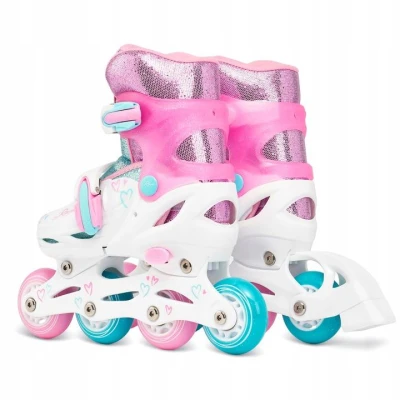 Raven Loret Glitter White/Mint/Pink 4v1 dětské brusle - Led kolečka