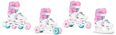 Raven Loret Glitter White/Mint/Pink 4v1 dětské brusle - Led kolečka