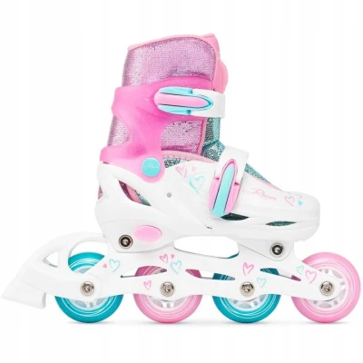 Raven Loret Glitter White/Mint/Pink dětské kolečkové brusle - LED kolečka
