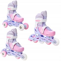Raven Loret LILA/PINK 3v1 detské inline korčule - svietiace kolesá LED