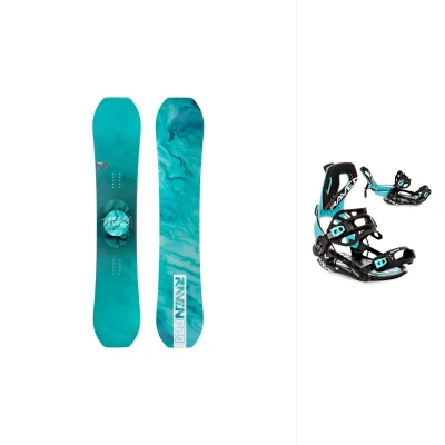 Raven PRO Marble Carbon Mint dámský snowboard + Raven Fastec FT360 black/mint vázání