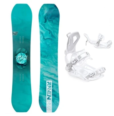 Raven PRO Marble Carbon Mint dámský snowboard + Raven Fastec FT360 white vázání