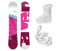 Raven Style Pink snowboard + Raven S230 White vázání + Raven Pearl white boty Raven Style Pink snowboard + Raven S230 White vázání + Raven Pearl white boty