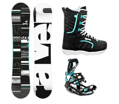 Raven Supreme black/mint snowboard + Raven Fastec FT360 black/mint vázání + Raven Diva black/mint boty
