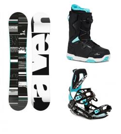 Raven Supreme black/mint snowboard + Raven Fastec FT360 black/mint vázání + Raven Galla mint MOZ boty