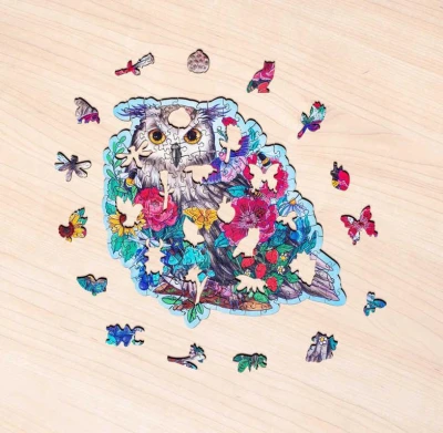 Ravensburger DŘEVO Puzzle 150 dílků Tajemná sova 27x20cm skládačka