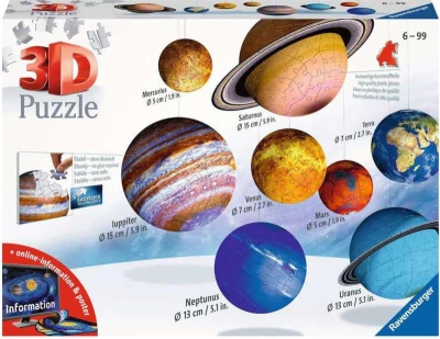 Ravensburger Puzzle 3D Sluneční soustava 8x puzzleball 522 dílků plast Ravensburger Puzzle 3D Sluneční soustava 8x puzzleball 522 dílků plast