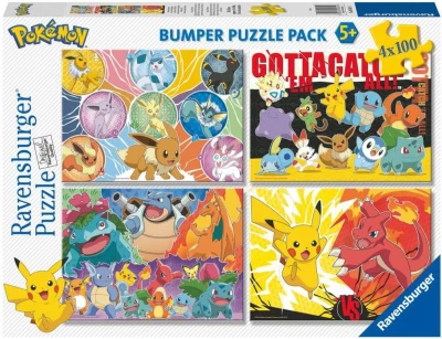 Ravensburger Puzzle Pokémon 4x 100 dílků 36x26cm skládačka 4v1 Ravensburger Puzzle Pokémon 4x 100 dílků 36x26cm skládačka 4v1