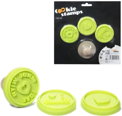 Razítka na sušenky set 3ks doplněk do dětské kuchyňky silikon/dřevo