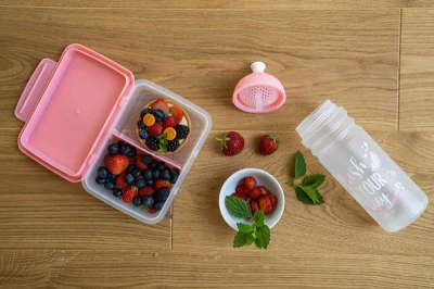 R&B Fresh růžová sada lahve a svačinového boxu