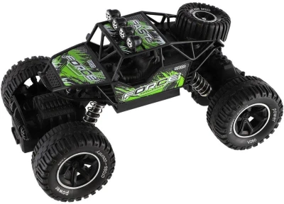 RC Auto off-road zelený na vysílačku 27MHz kouřící na baterie Světlo
