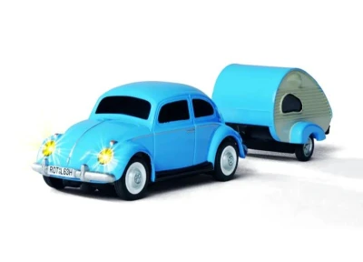 Carson VW Beetle modré RTR 1:87 RC auto s přívěsem