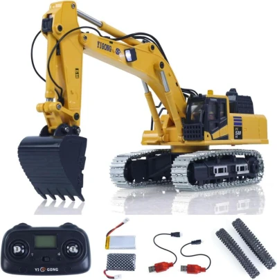 RC pásový mini bagr PC 520LC s funkční kovovou lžící 2,4 GHz 1:50