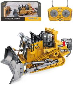 RC Buldozer funkční na vysílačku 2,4GHz na baterie 1:24 kov USB Světlo Zvuk RC Buldozer funkční na vysílačku 2,4GHz na baterie 1:24 kov USB Světlo Zvuk