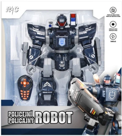 RC Robot interkativní policie na vysílačku tančí střílí na baterie Světlo Zvuk