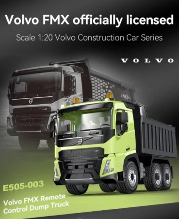 RC sklápěč Volvo s osvětlením a otevíracími dveřmi 2,4 GHz